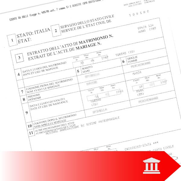 Estratto di Matrimonio su Mod. Internazionale