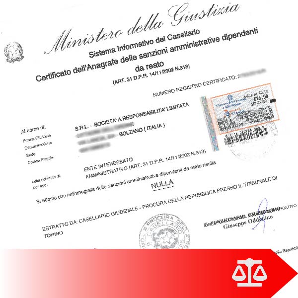 Certificato Sanzioni Amministrative