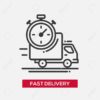 Fast delivery service single icon Business fast delivery service single isolated modern vector line design icon. Truck with stopwatch